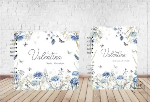Kit Livro do Bebê 1,1 + Caderneta de Vacina Floral Azul