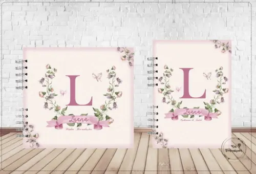 Kit Livro do Bebê 1,1 + Caderneta de Vacina Floral Monograma