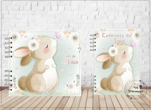 Kit Livro do Bebê Caderneta de Saúde Coelhinha