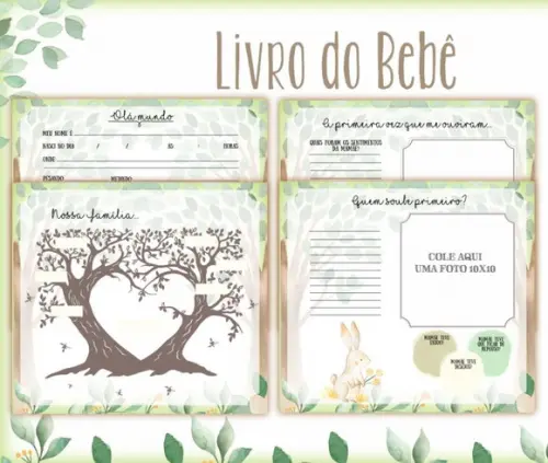 Kit Livro do Bebê Caderneta de Vacina Bosque Menino