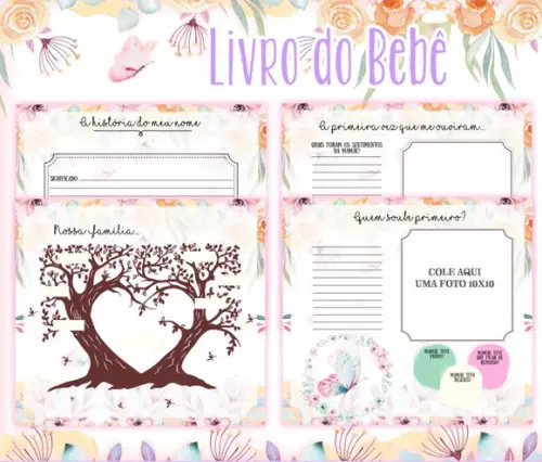 Kit Livro do Bebê Caderneta Jardim das borboletas 2