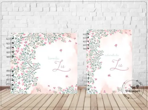 Kit Livro do Bebê Caderneta Floral Delicado