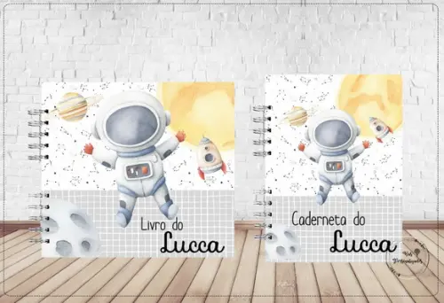 Kit Livro do Bebê e Caderneta Astronauta Aquarela
