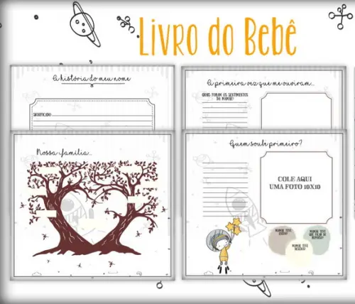 Kit Livro do Bebê e Caderneta Astronauta Minimalista