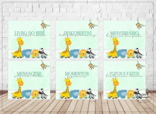 Kit Livro do Bebê e Caderneta de saúde - Safari neutro