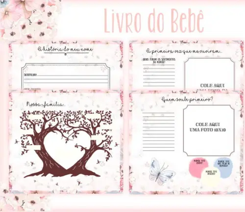Kit Livro do Bebê e Caderneta de Vacina Borboletas