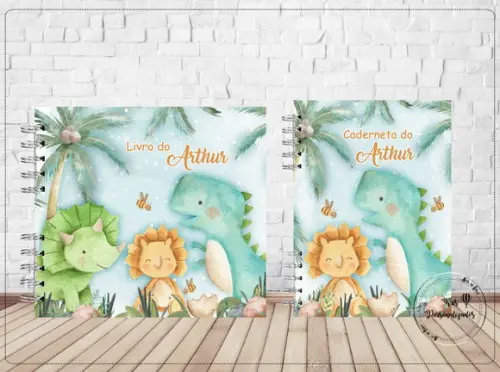 Kit Livro do Bebê e Caderneta de Vacina Dinossauros