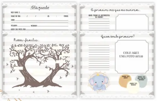 Kit Livro do Bebê e Caderneta de Vacina Elefante