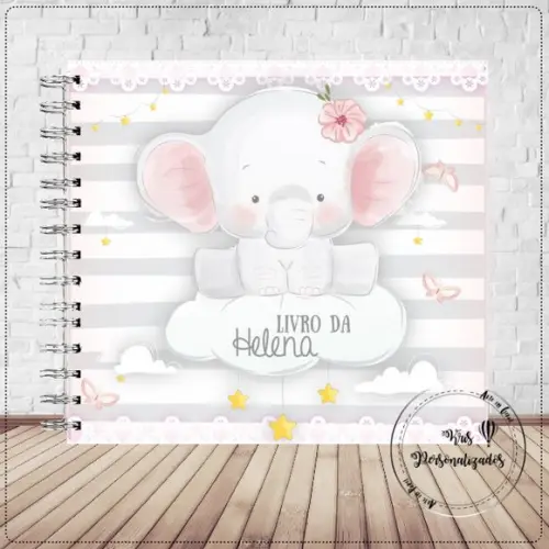 Kit Livro do Bebê e Caderneta de Vacina Elefantinha Baby