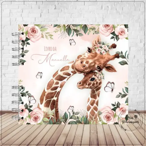 Kit Livro do Bebê e Caderneta de Vacina Girafa