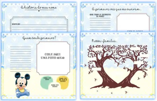 Kit Livro do Bebê e Caderneta de Vacina Mickey baby