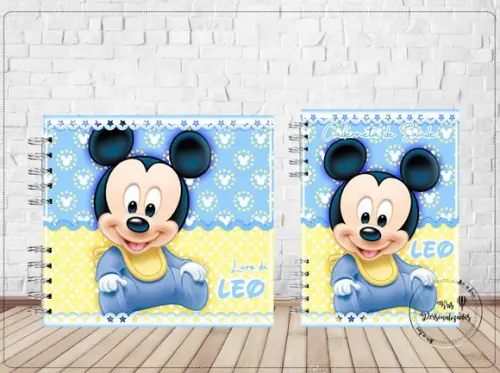 Kit Livro do Bebê e Caderneta de Vacina Mickey baby