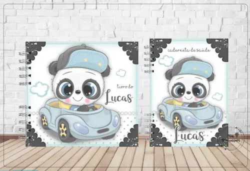 Kit Livro do Bebê e Caderneta de Vacina Panda