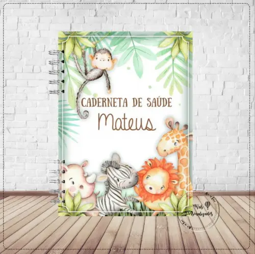 Kit Livro do Bebê e Caderneta de Vacina Safari Verde