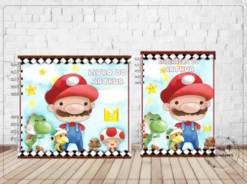 Kit Livro do Bebê e Caderneta de Vacina Super Mario