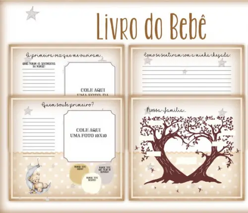 Kit Livro do Bebê e Caderneta de Vacina Ursinho Bege