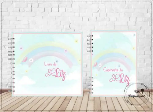 Kit Livro, Caderneta , Certidão e bloquinho Arco Iris