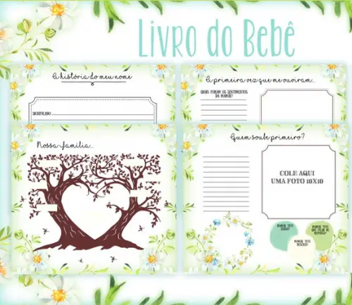 Livro do Bebê Floral Verde