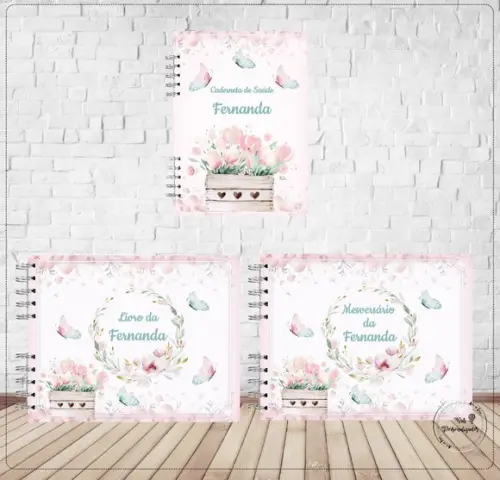 Super Kit Albúm Livro do Bebê e Caderneta de Saúde - Floral