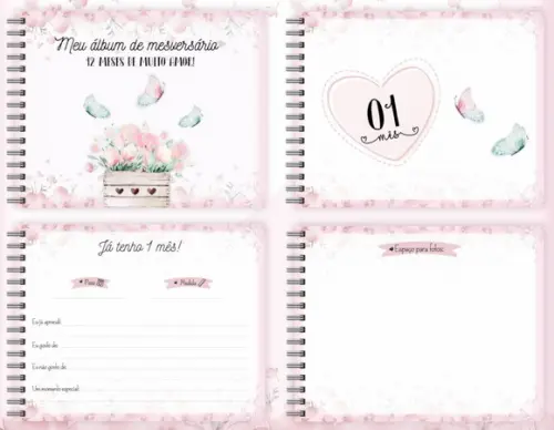 Super Kit Albúm Livro do Bebê e Caderneta de Saúde - Floral