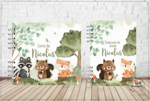 Super Kit Livro do Bebê , Caderneta de Vacina e Álbum Bosque
