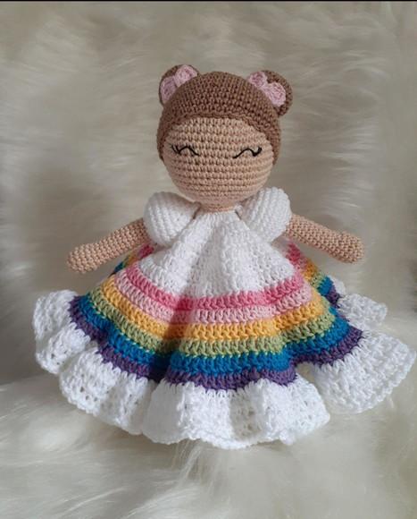 Naninha Menina Arco Ires Amigurumi