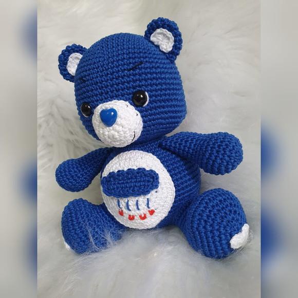 Ursinho Carinhoso Azul Escuro Zangadinho Amigurumi – Crochê Ar