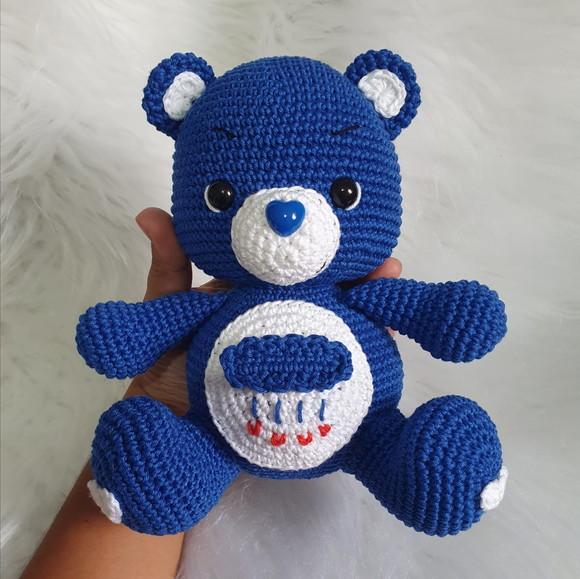 Ursinho Carinhoso Azul Escuro Zangadinho Amigurumi – Crochê Ar