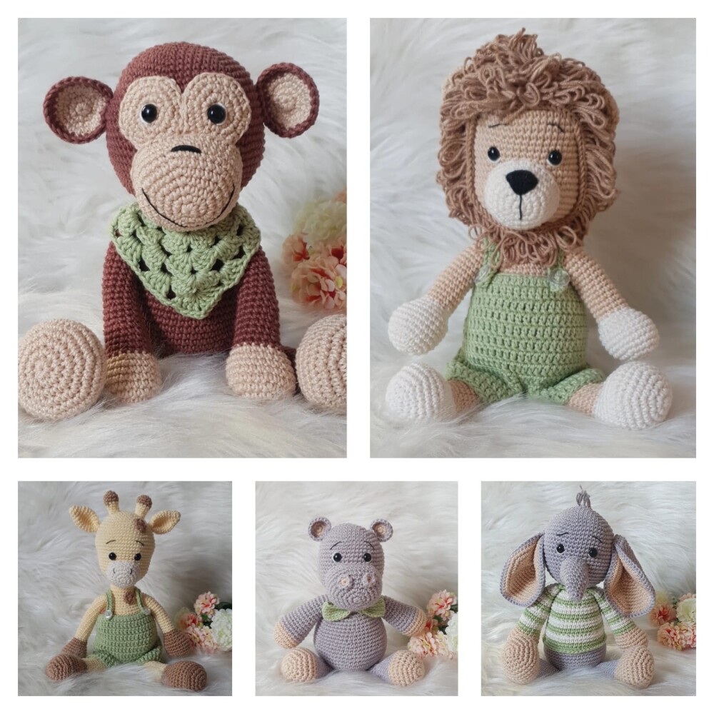 Kit Safari ( Leão, Hipopótamo, Girafa,elefante,macaco)