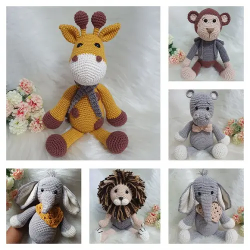Kit Safari ( Leão, Hipopótamo, Girafa,elefante,macaco)