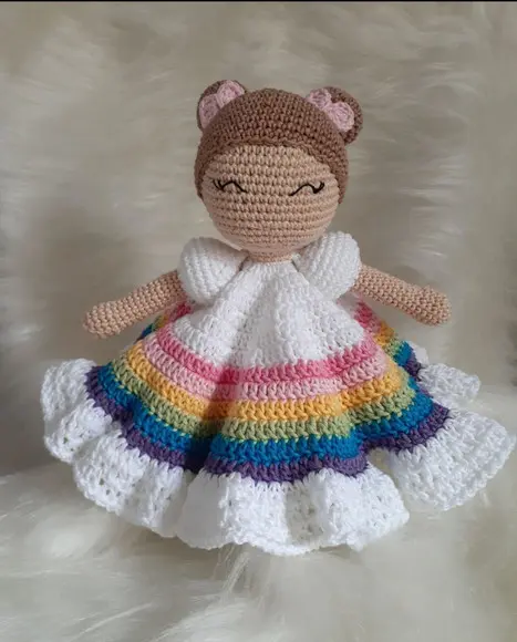 Naninha Menina Arco Ires Amigurumi