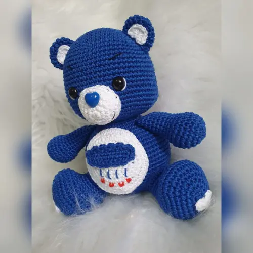 Ursinho Carinhoso Azul Escuro Zangadinho Amigurumi – Crochê Ar