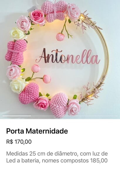 Enfeite Porta Maternidade com Luz de Led