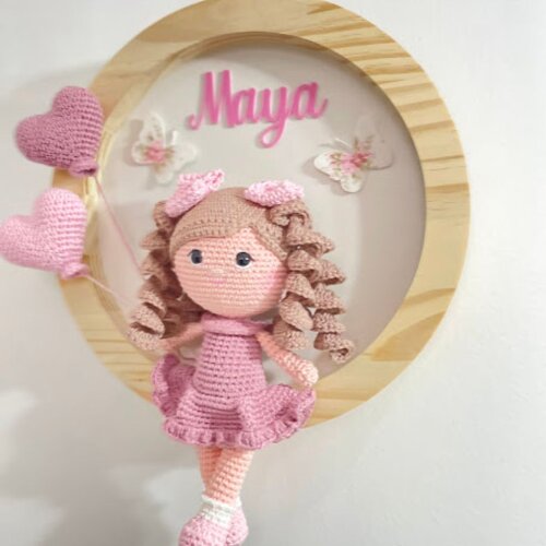 Porta-Maternidade Boneca Amigurumi e Balões