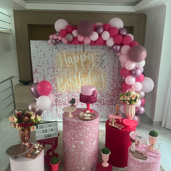 Decoração Efeito Lantejoula/ 15 Anos/happy Birthday -aluguel