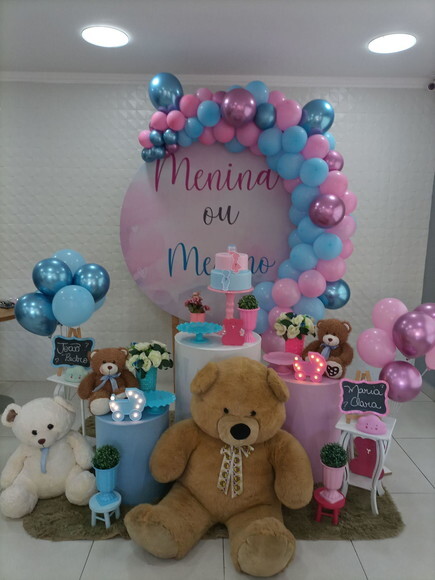 Mesa de Decoração Chá Revelação Ursos - Aluguel