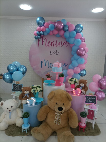 Mesa de Decoração Chá Revelação Ursos - Aluguel
