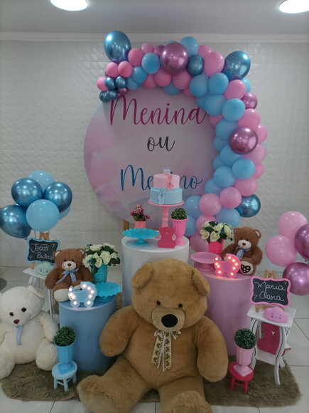 Mesa de Decoração Chá Revelação Ursos - Aluguel