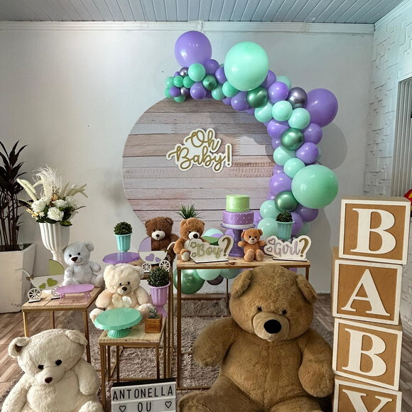 Mesa de Decoração Chá Revelação/chá de Bebê Ursos - Alugue
