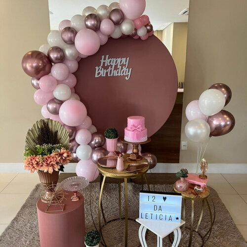 Mesa de Decoração 15 Anos- Rose Gold e Dourado - Aluguel