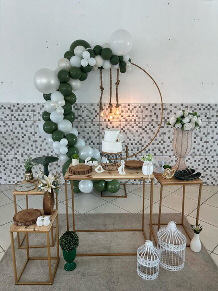 Mesa de Decoração Bodas/casamento Verde e Branca - Aluguel