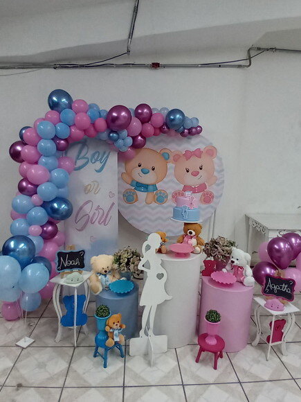 Mesa de Decoração Chá Revelação Ursos - Aluguel