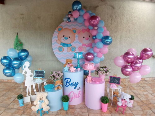 Mesa de Decoração Chá Revelação Ursos - Aluguel