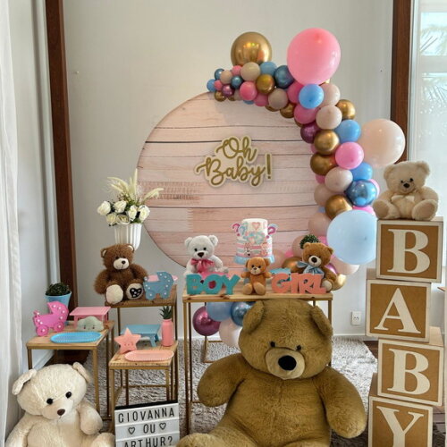 Mesa de Decoração Chá Revelação/chá de Bebê Ursos - Alugue