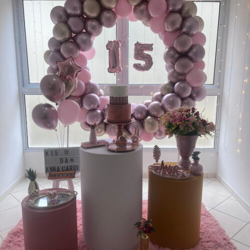 Mesa de Decoração Idade Adulto- Rose Gold - Aluguel