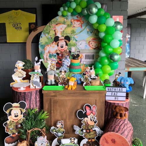 Mesa de Decoração Mickey Safari - Aluguel
