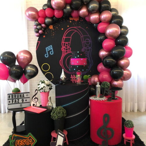 Mesa de Decoração Pop Star/ Musical/ Fone - Aluguel