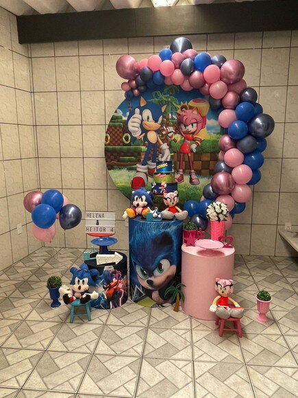Mesa de Decoração Sonic e Amy Rose - Aluguel