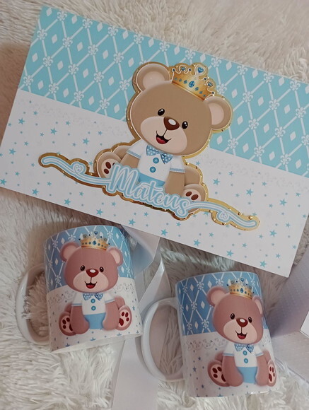 Caica Cartonada com 2 Caneca Convite Padrinhos