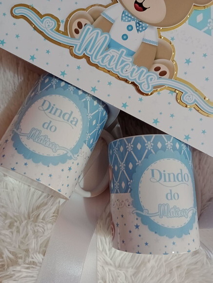 Caica Cartonada com 2 Caneca Convite Padrinhos
